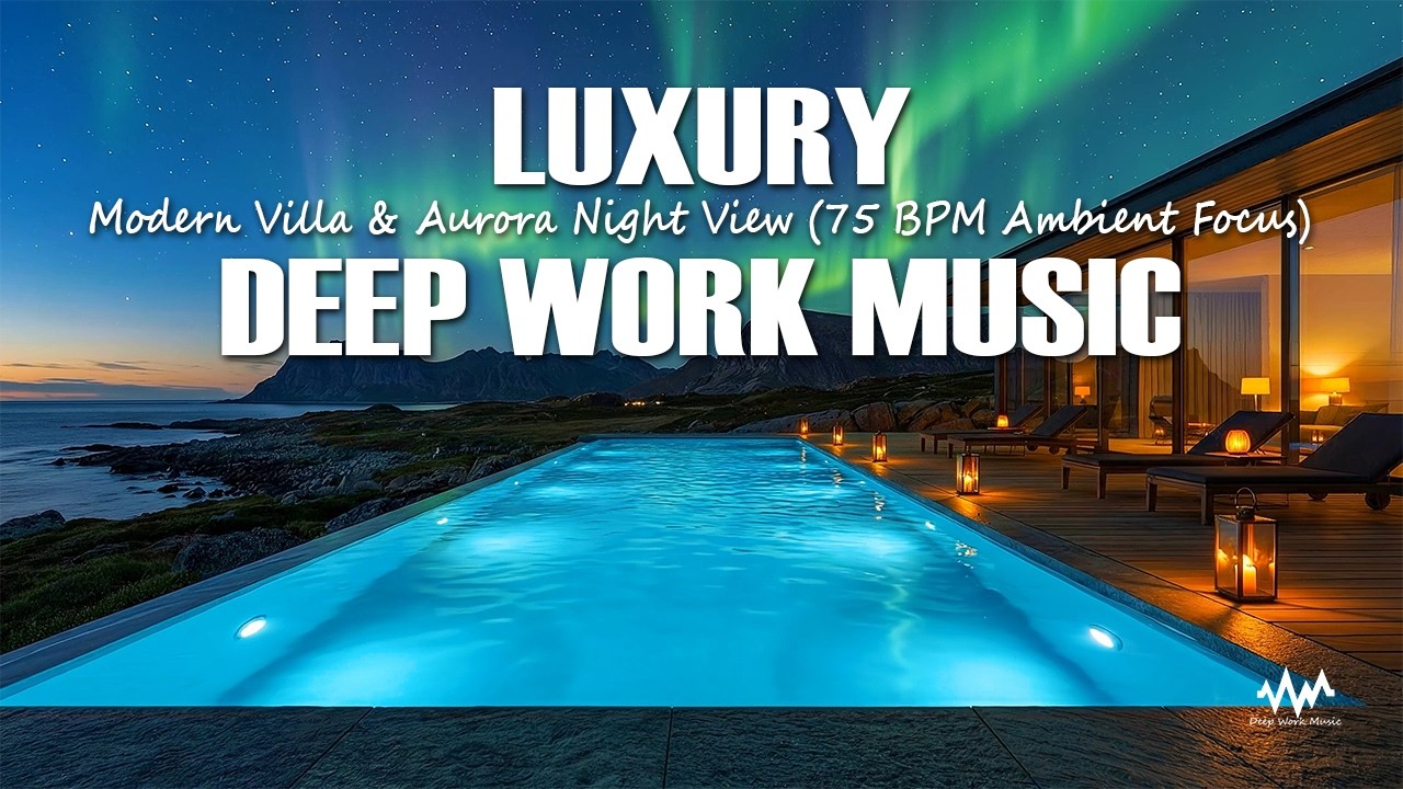 Luxury Deep Work Music | Modern Villa & Aurora Night View (75 BPM Ambient Focus)