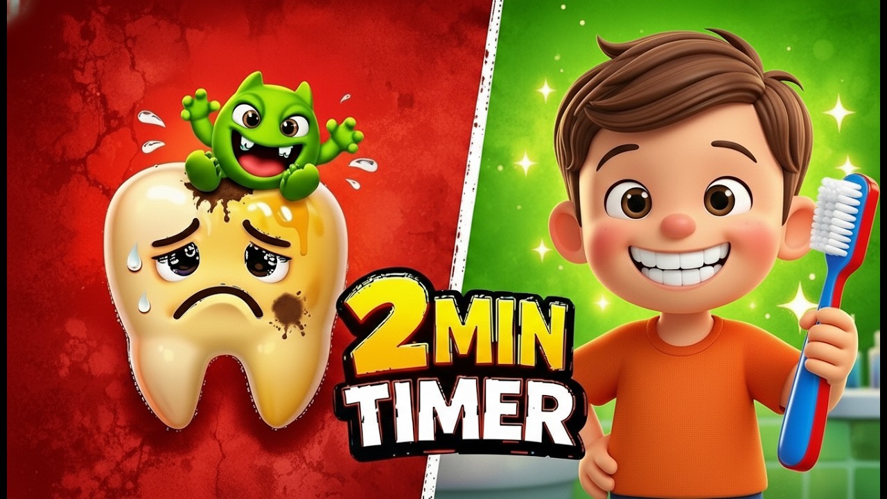 2-Minute Brush Time Song for Kids | Oh No! Sugar Bugs! 🦠