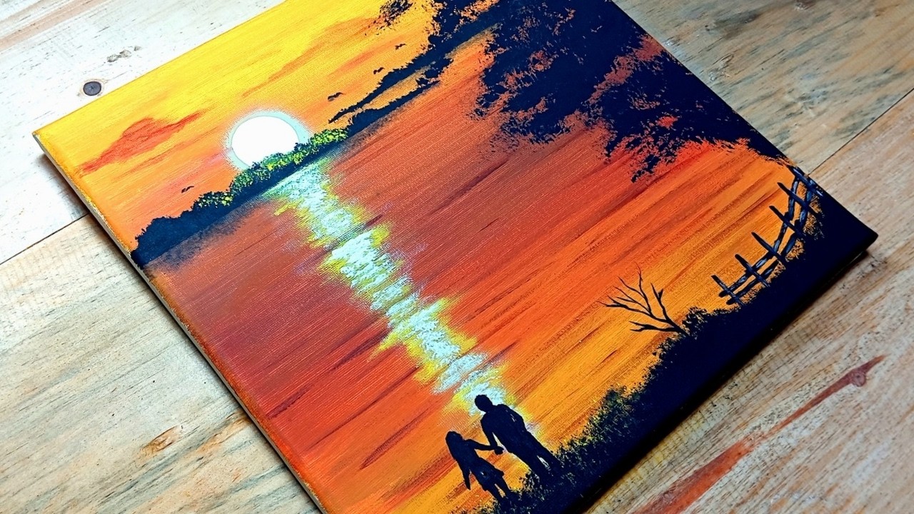 Recuerdos de un atardecer - Pintura acrílica para principiantes