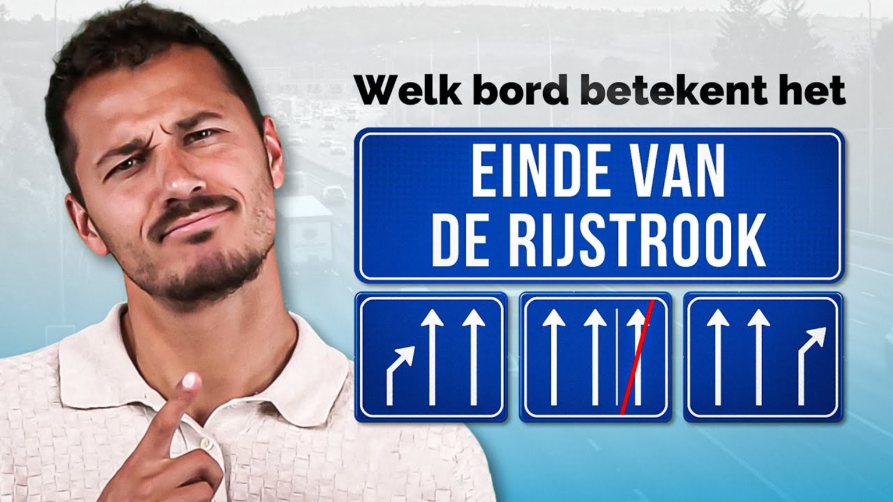 Examenvraag !📢 Welk bord geeft het einde van de rijstrook aan?