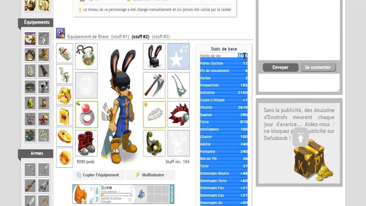 Dofus - Stuff Iop Terre 12/6 30% Rési ALL  ( 184 )