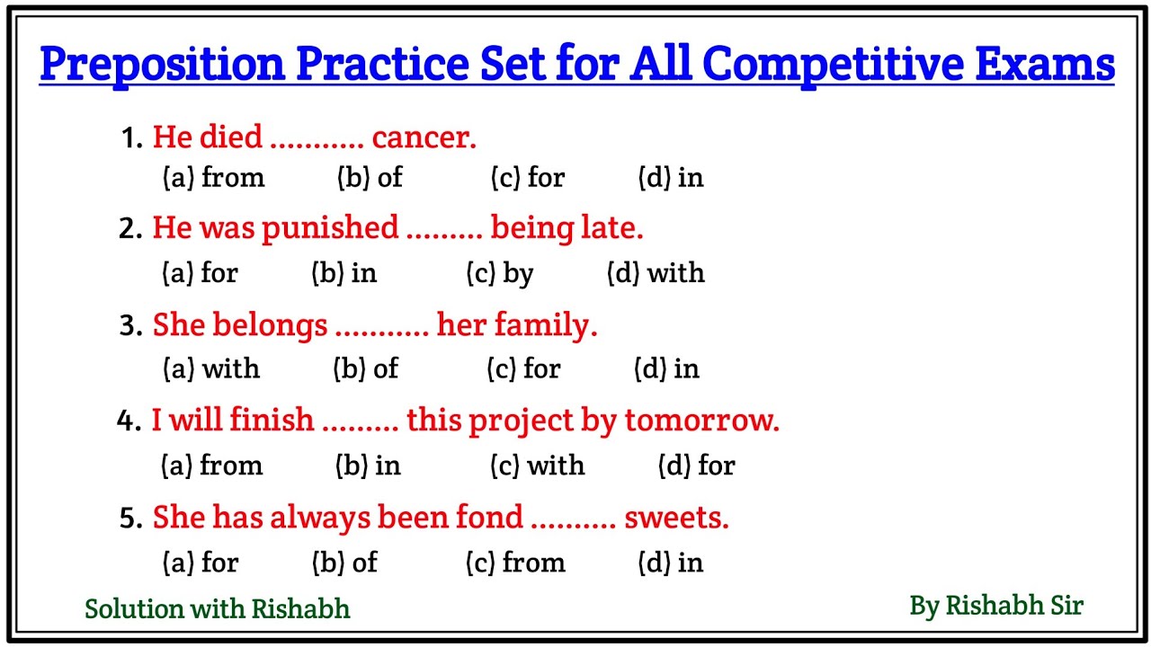 Preposition objective questions | Preposition in English grammar | Preposition Quiz | Preposition