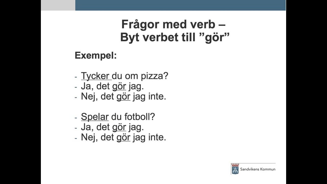 Sfi Sandviken-Grammatik-Korta svar