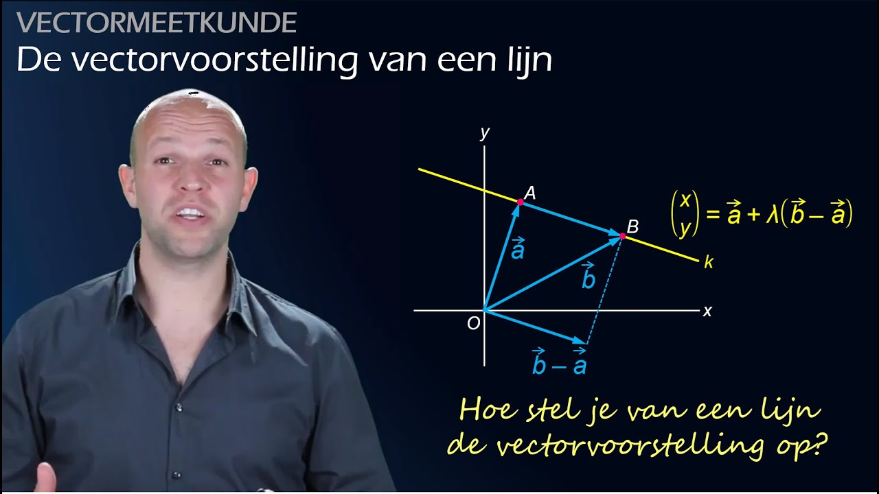 Wat is de vectorvoorstelling van een lijn? - Vectormeetkunde (vwo B) - WiskundeAcademie