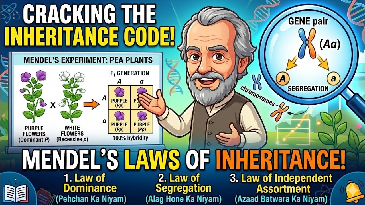 MENDAL'S LAWS OF INHERITANCE: Mendel ne kaise suljhayi heredity ki pheli? 🕵️‍♂️🔍