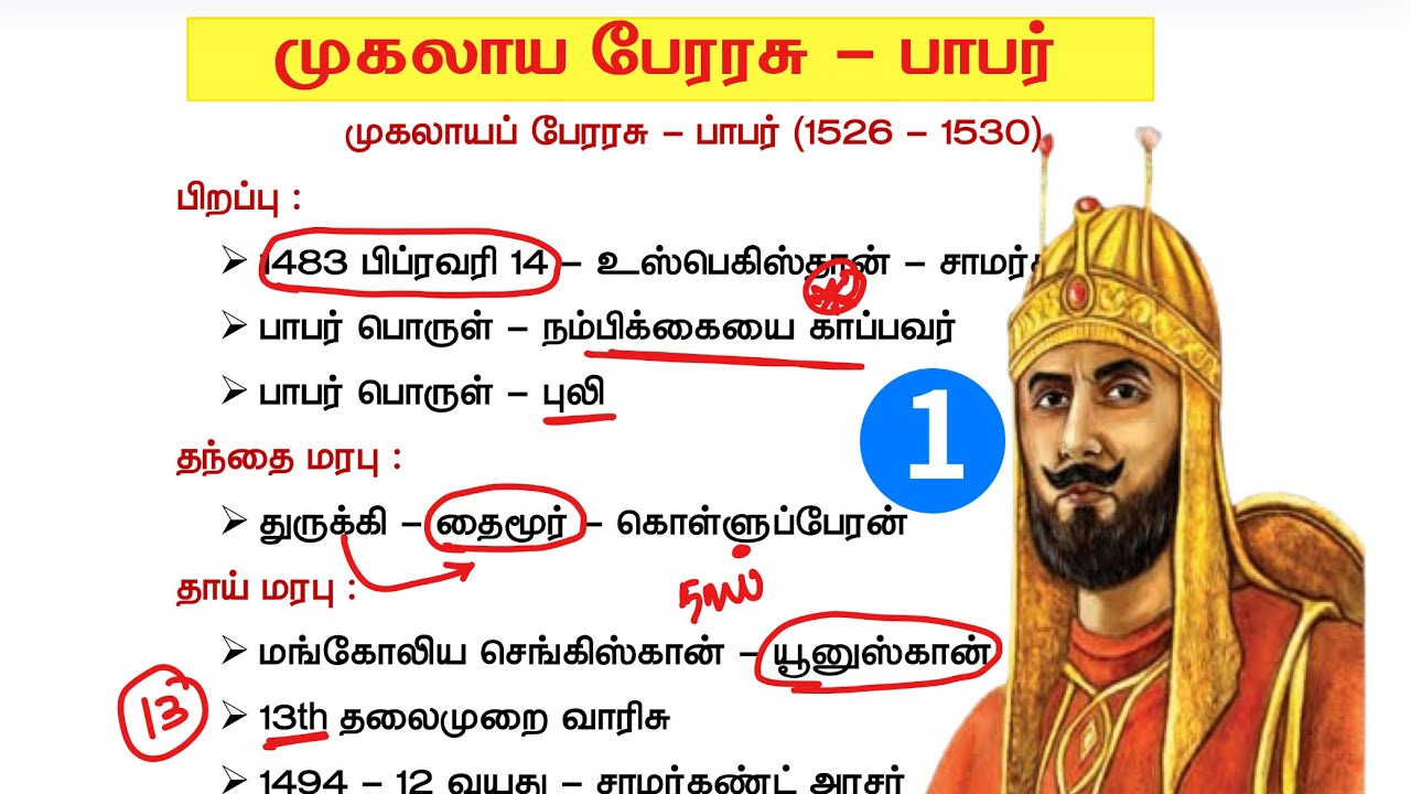 முகலாயர்கள் வரலாறு tnpsc - பாபர் - mugalayargal history in tamil tnpsc