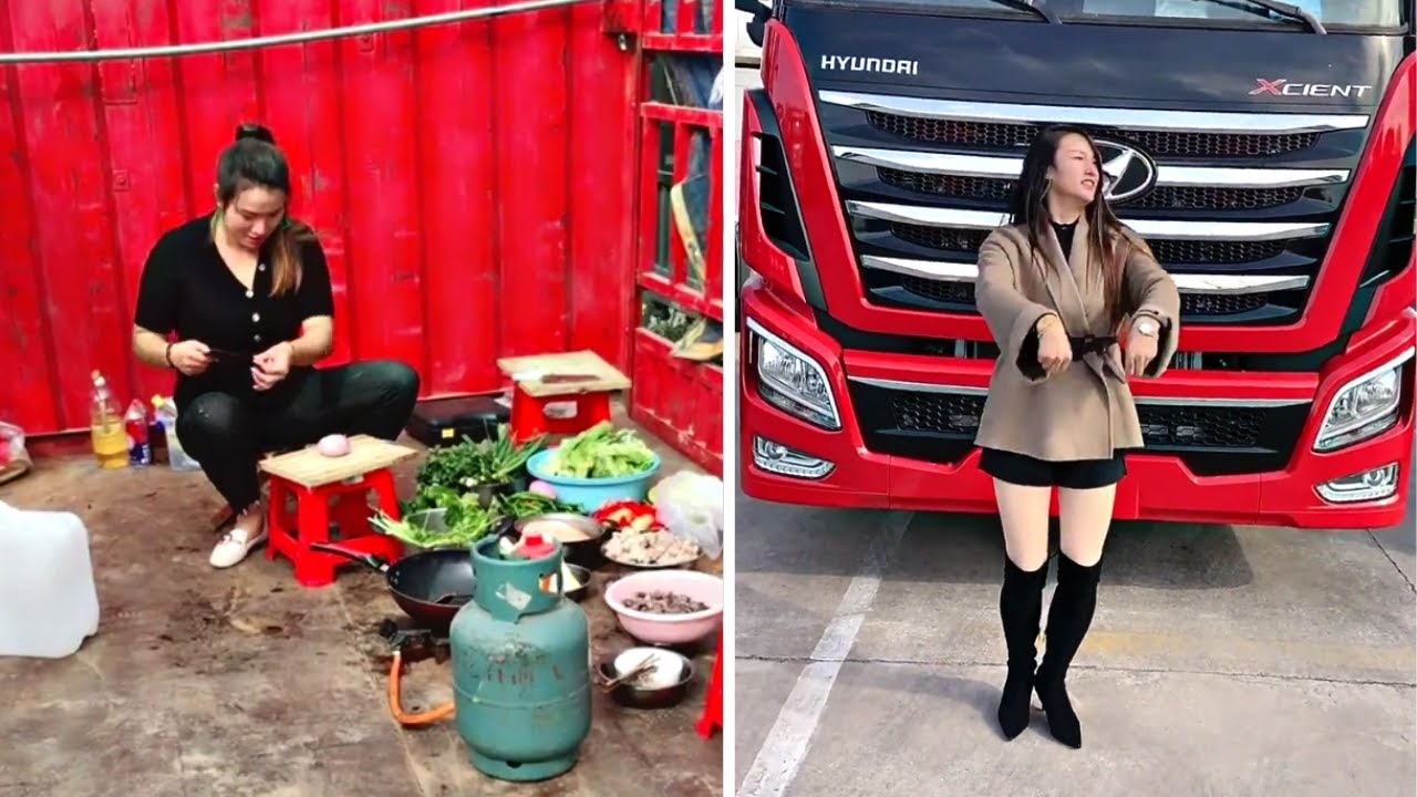 Beautiful female truck driver Yaping, pumpkin transportation journey