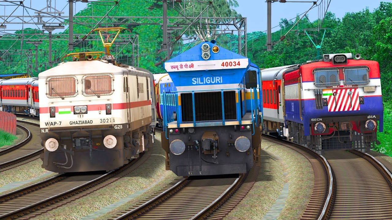 TWO TRAINS OVERTAKE LHB EXPRESS TRAIN | BUMPY RAILROAD | Train Simulator | Railworks | NTG GAMING