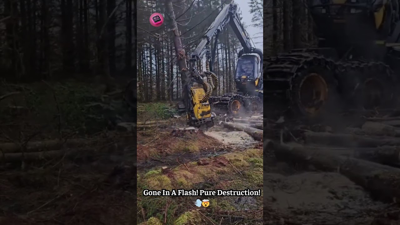 Tree Gobbler: Watch This Machine DEVOUR Trees in SECONDS! #ForestryTech #MindBlown 🌳🤖🤯
