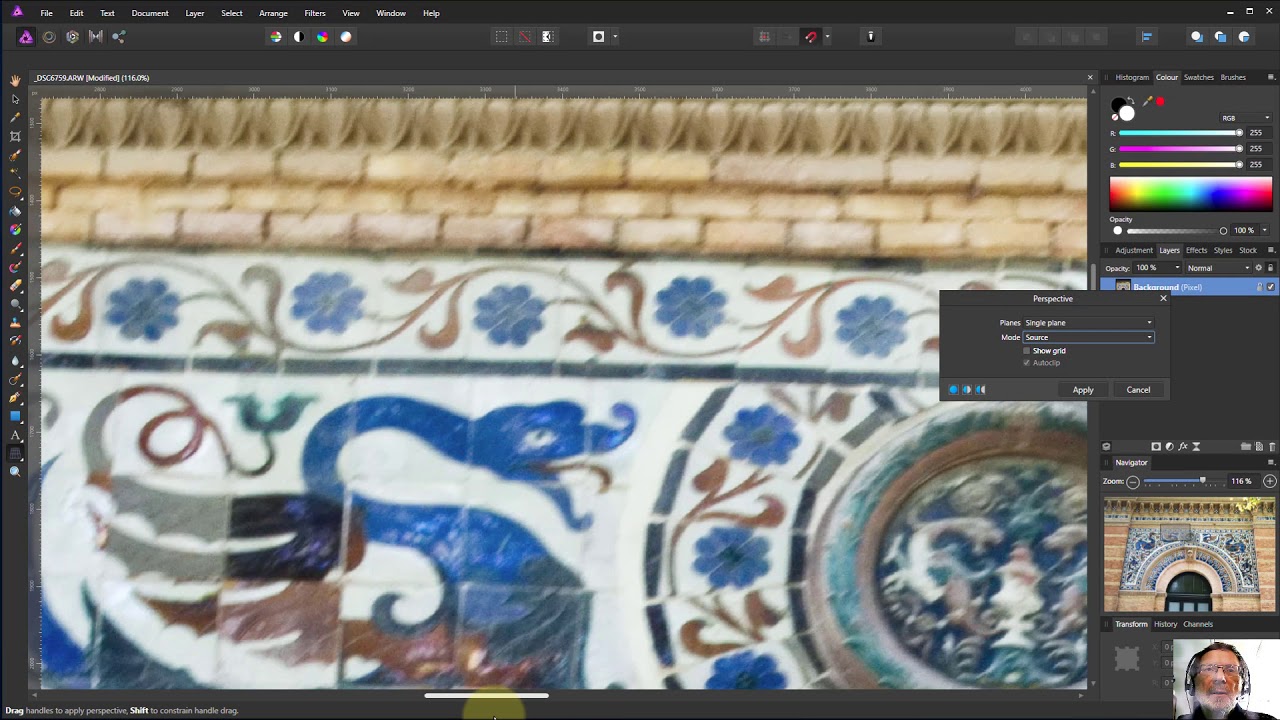 Straighten rectangle with Perspective Tool in Affinity Photo