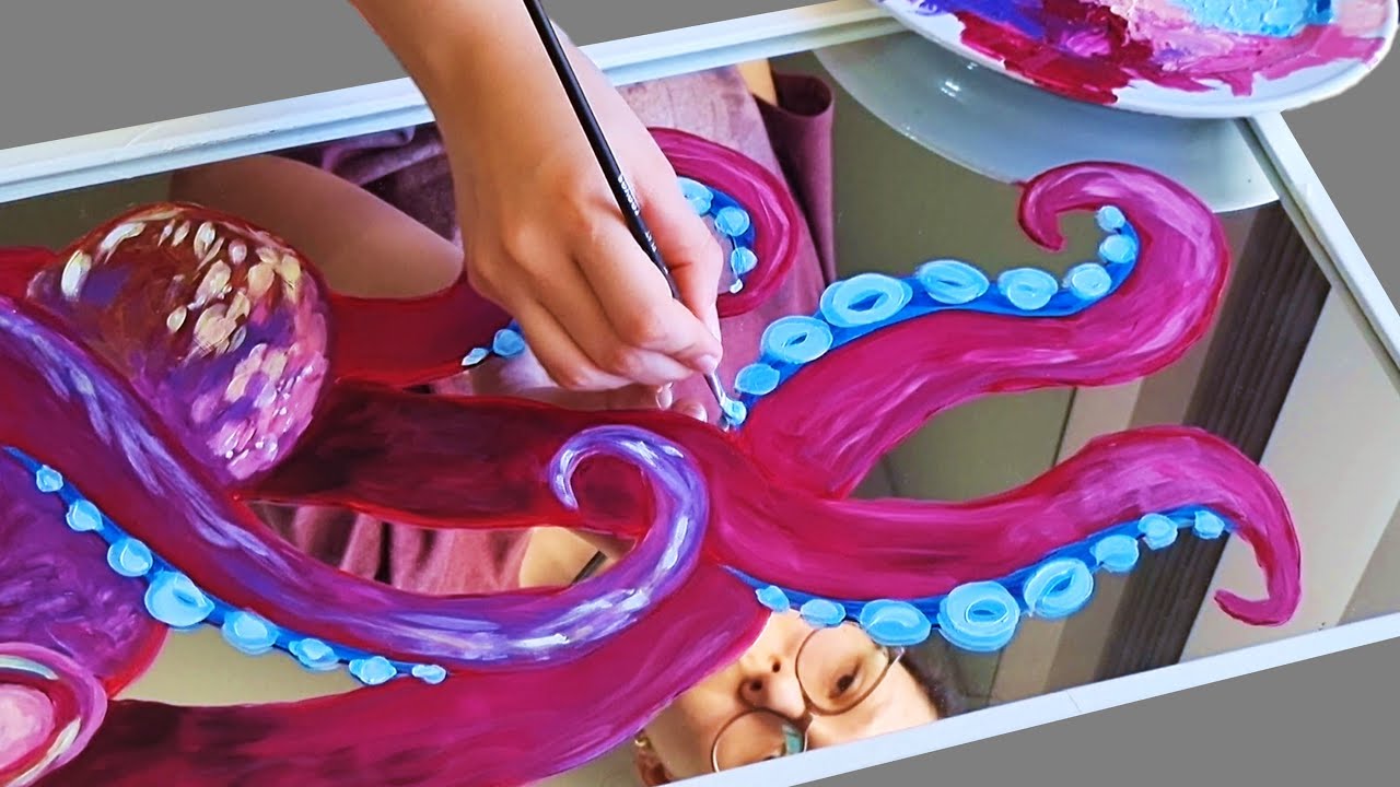 Mirror Acrylic Painting: Octopus🐙🪞🎨