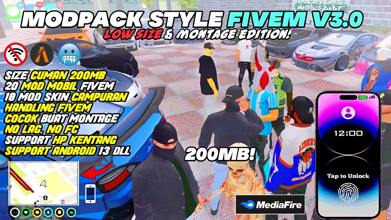 SHARE ‼️MODPACK STYLE FIVEM V3 CUMAN 200MB SUDAH FULL FITUR?! - GTA SA ANDROID
