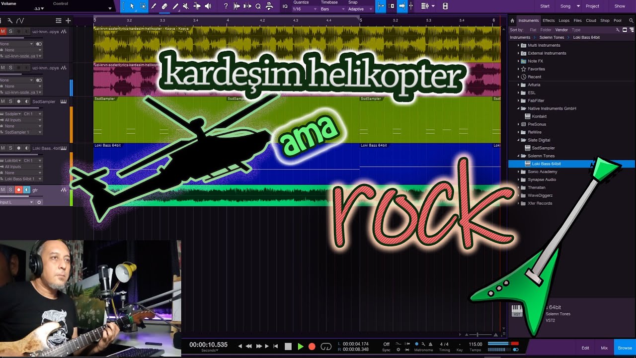 Studio One - Şarkı yapıp kaydetmek - Acoustica - Vokali müzikten çıkarmak - UZİ-KRVN-ROCK-VERSİYON