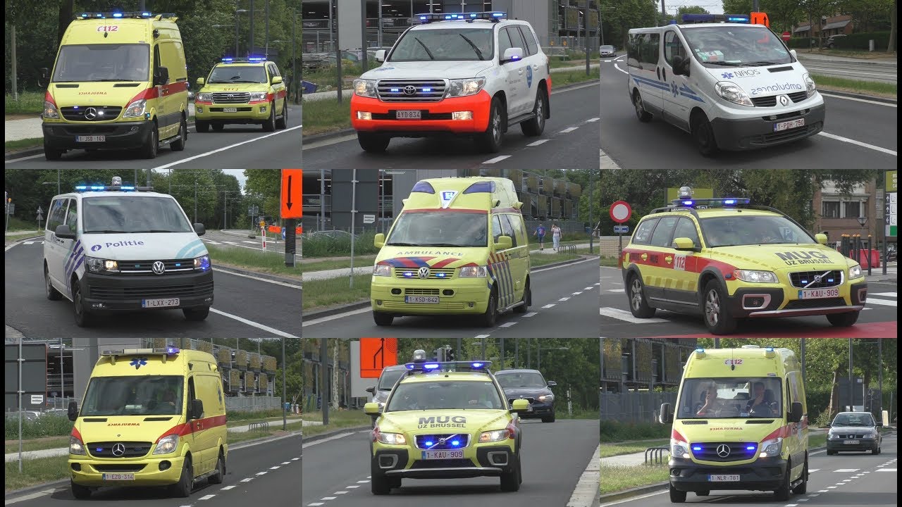 [3-toon sirene] MUG-Teams, Politie, (Privé, NAOS & Brandweer) Ziekenwagens bij het UZ Brussel!