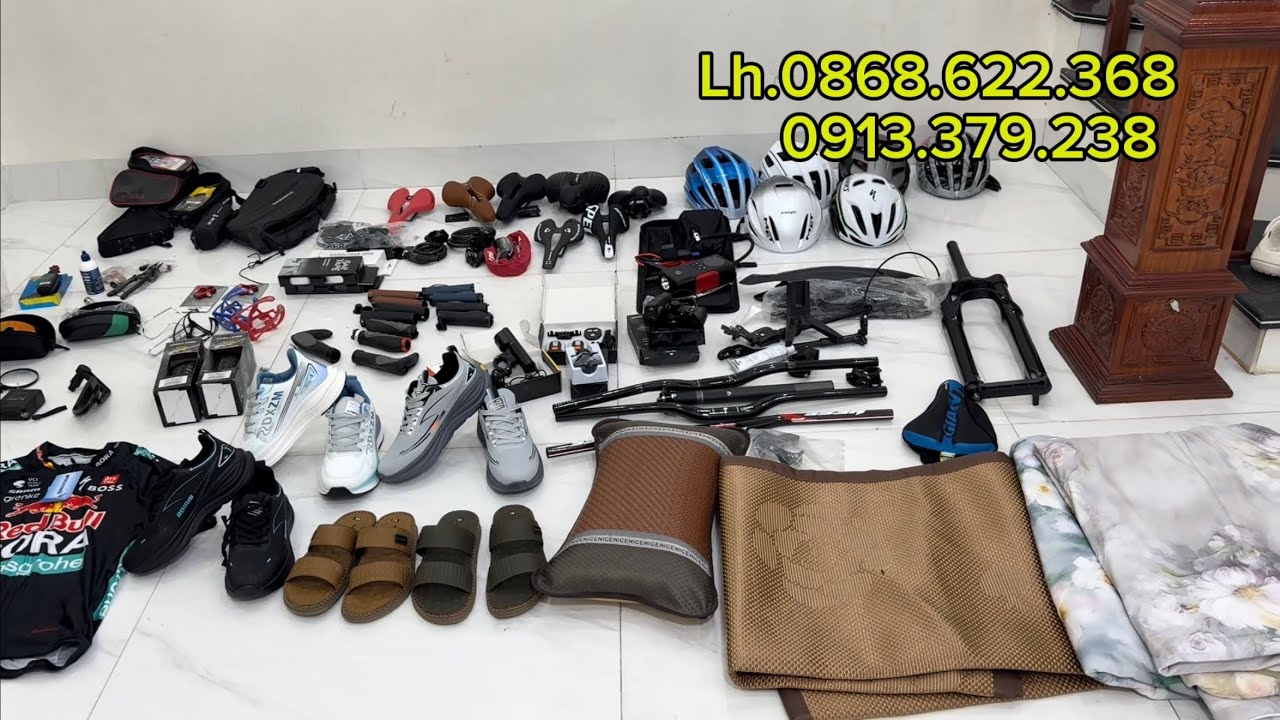 Mùng 4 tết mua 1 tặng 1 Phụ kiện xe đạp Nhật-Ghi đông carbon liền potang-Giày đạp xe Mỹ-Kính đổi màu