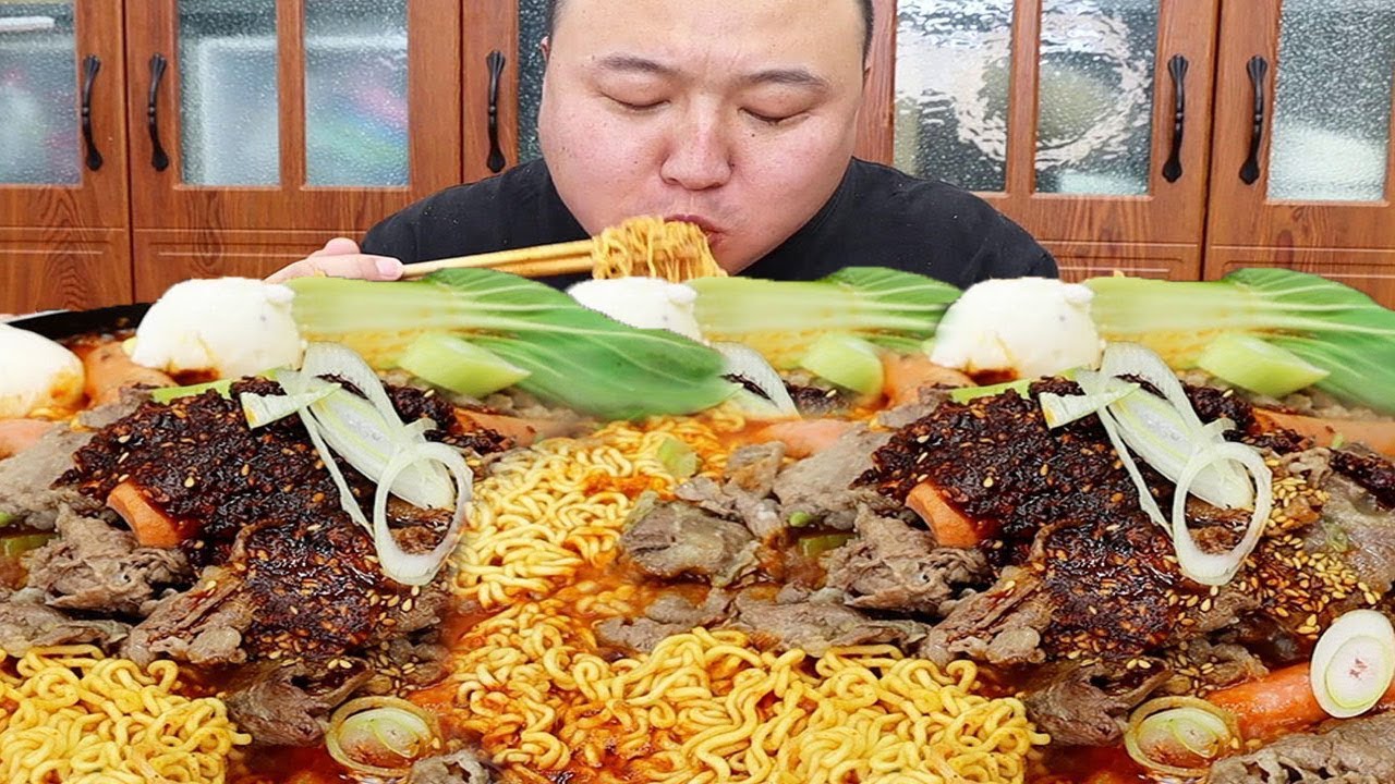 5 Packs Of Instant Noodles With 10 Pounds Of Beef, Make ”Spicy Fatty Beef Noodles”, Enjoy | Mukbang