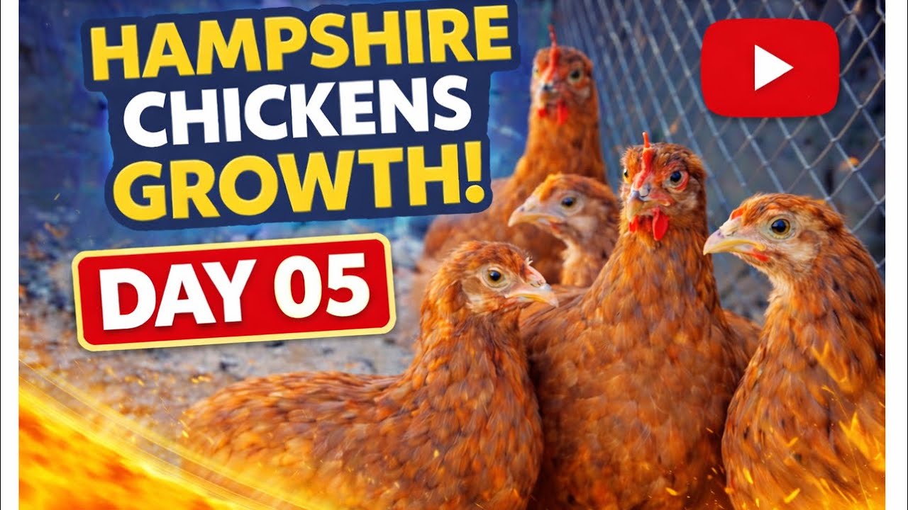 Watch Hampshire Chickens Grow Daily 🐔 | 60 Days journey Starts Today 🔥 Day 5