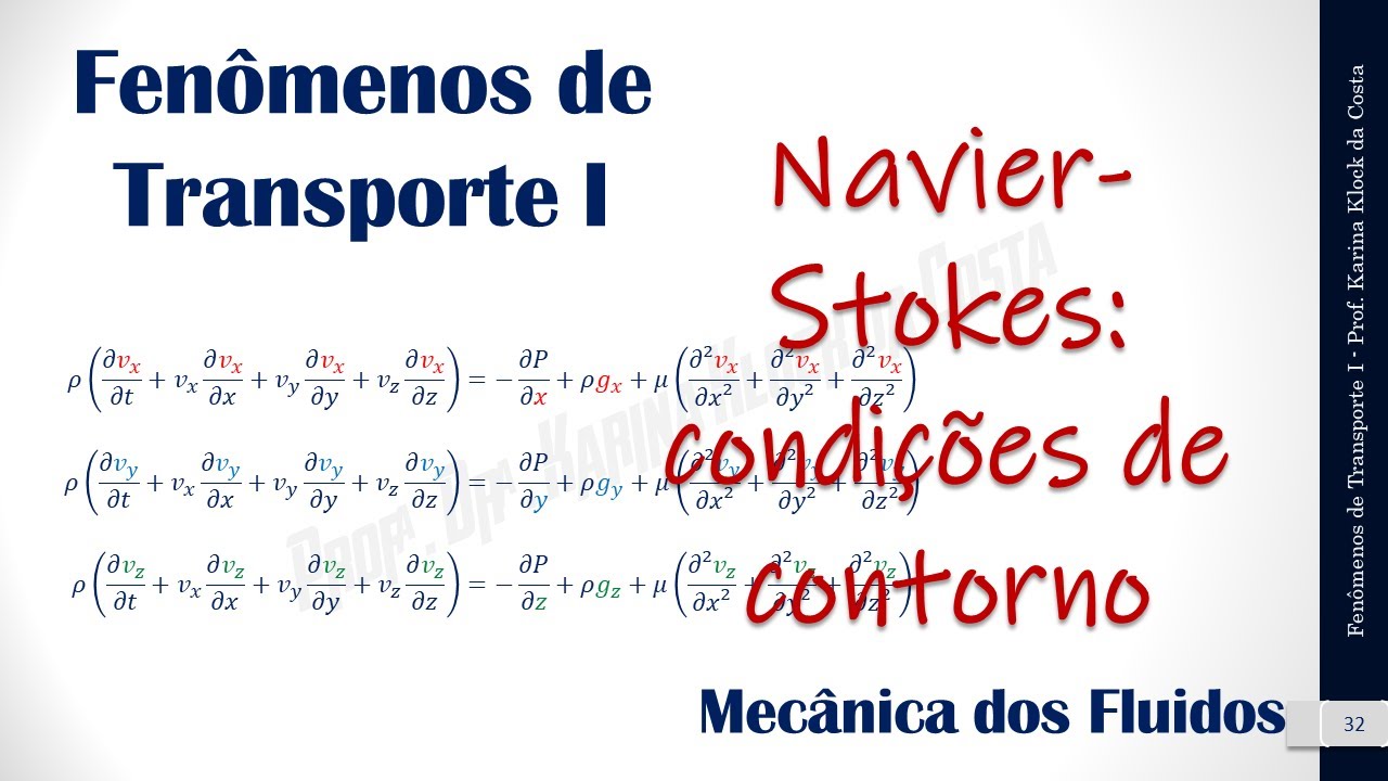 Aula11 - Equações de Navier-Stokes: Condições de contorno (com exemplo resolvido e comentado)