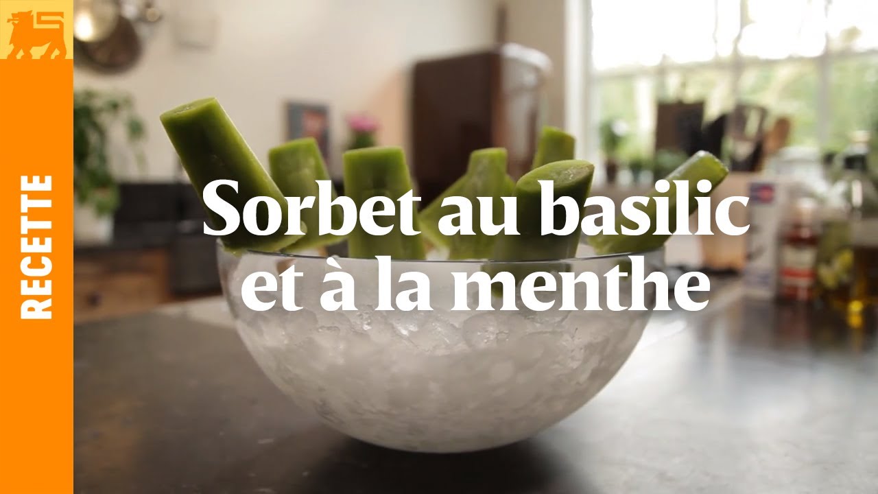 Sorbet au basilic et à la menthe