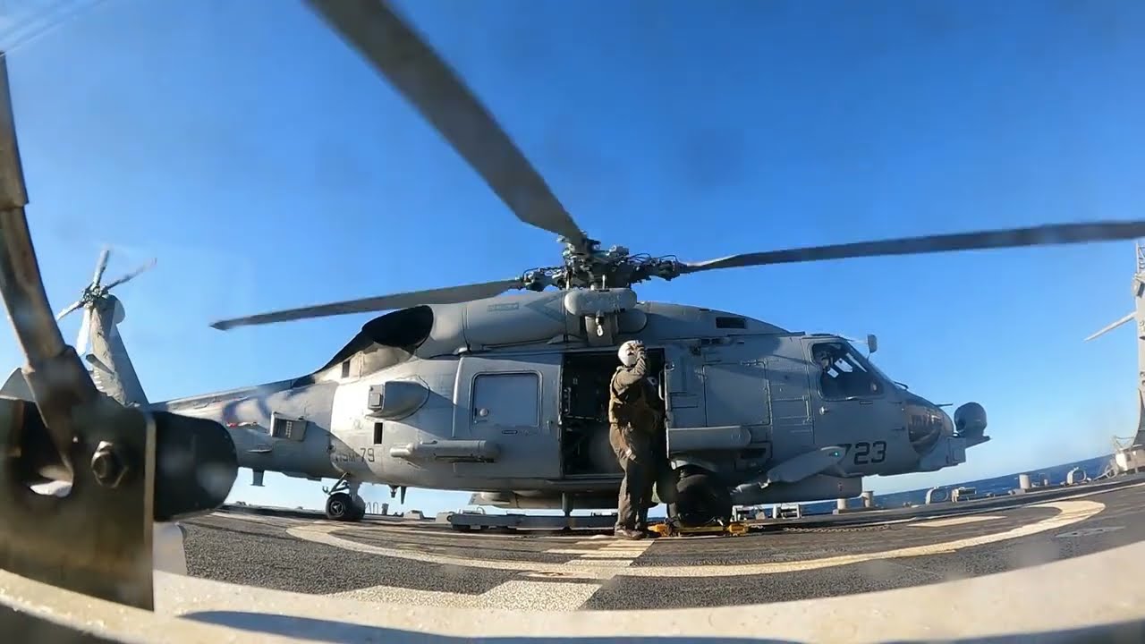 US Navy Helicopter SH-60 Seahawk Deployment with HSM-79 on The USS Roosevelt.