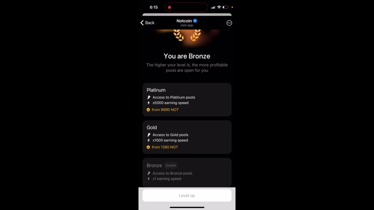 Notcoin Platinum user bonus
