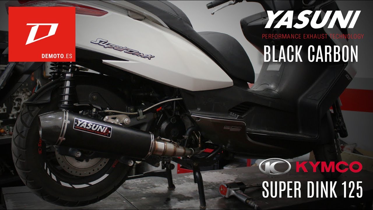 Escape YASUNI Black en Acero Negro y Carbono KYMCO Super Dink 125 / DEMOTO.ES