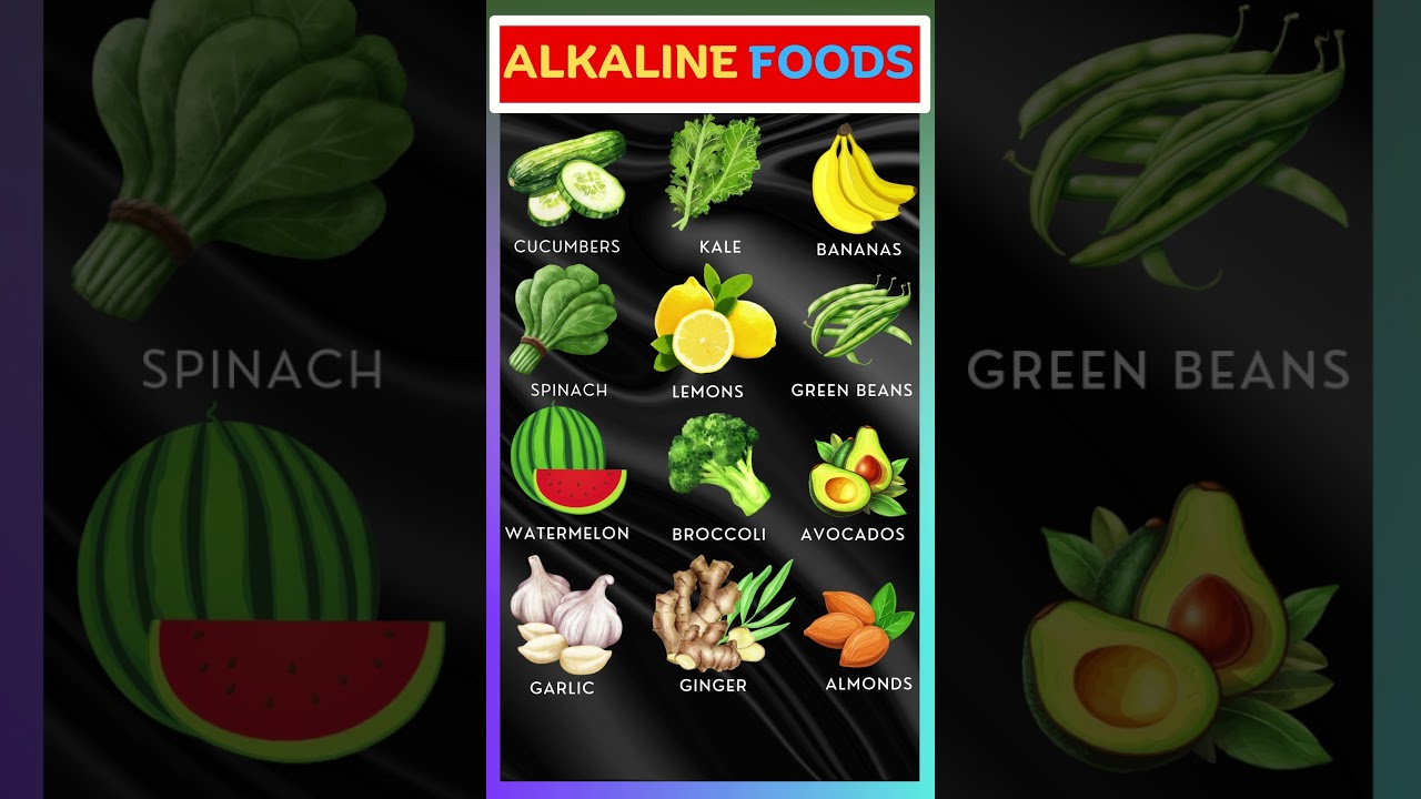 Top 12 Alkaline Foods to Balance Your Body&rsquo;s pH & Reduce Acidity 🥒🍋 #shorts #vitamin #foods