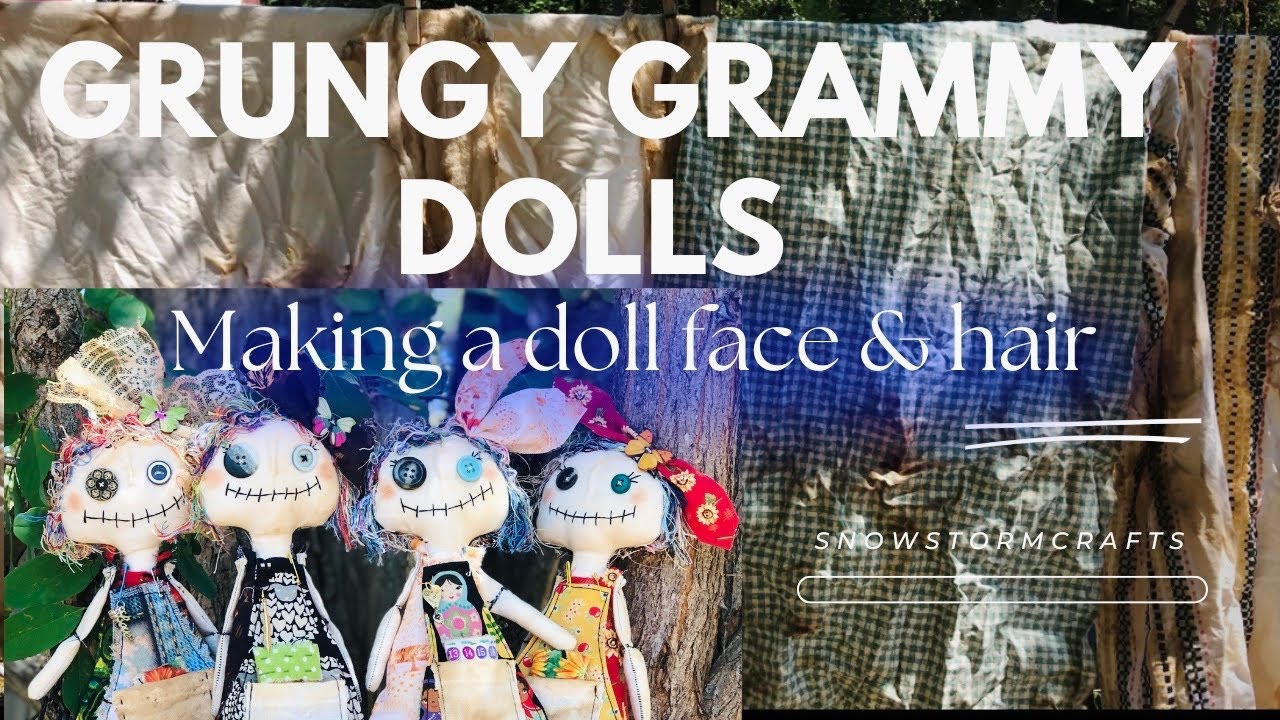 Junky Grungy Grammy Dolls How to make a face & hair pt.3 #doll #grunge
