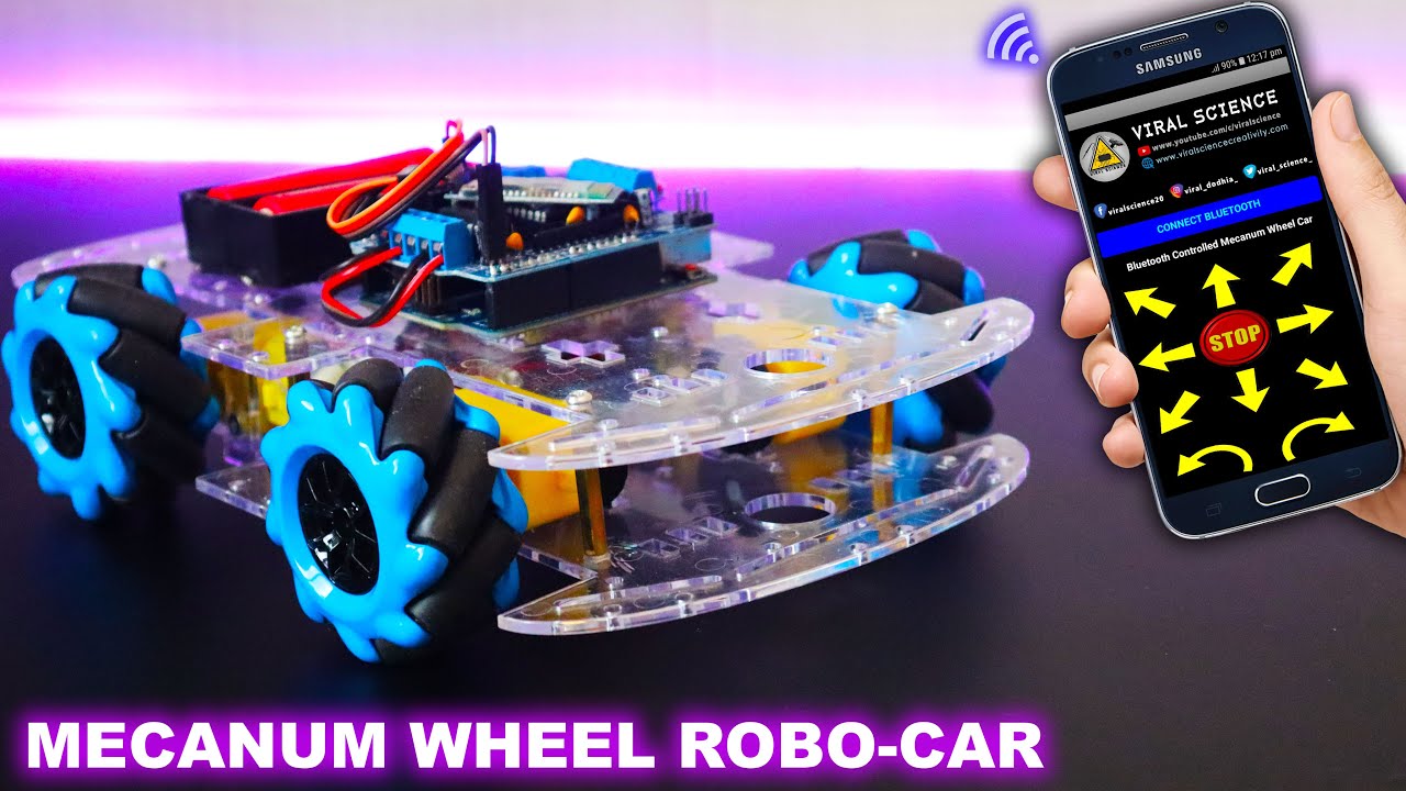 Робот-автомобиль на Arduino Mecanum Wheel | Управление со смартфона во всех направлениях