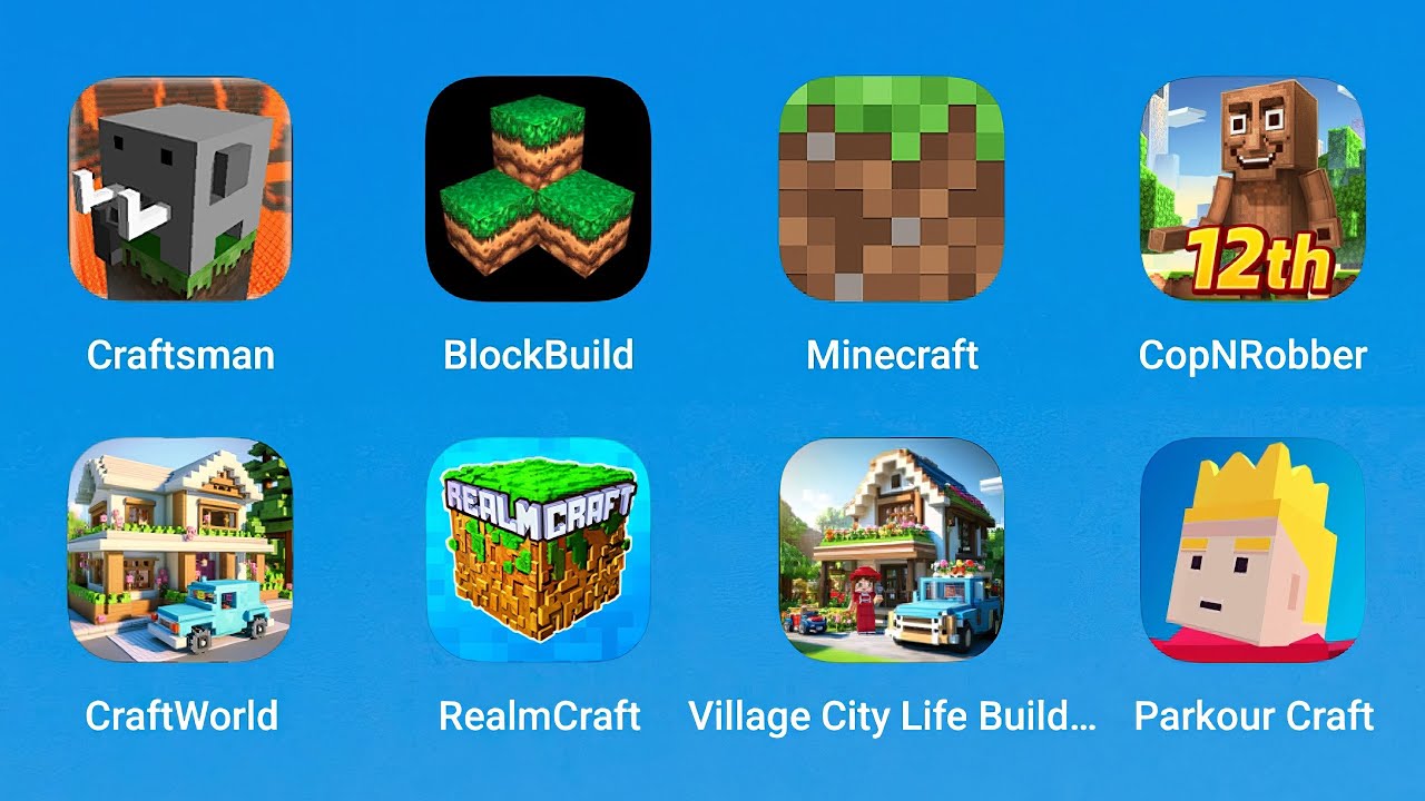 Craftsman, BlockBuild, Minecraft, CopNRobber, Craft World, RealmCraft, Village City Life Building