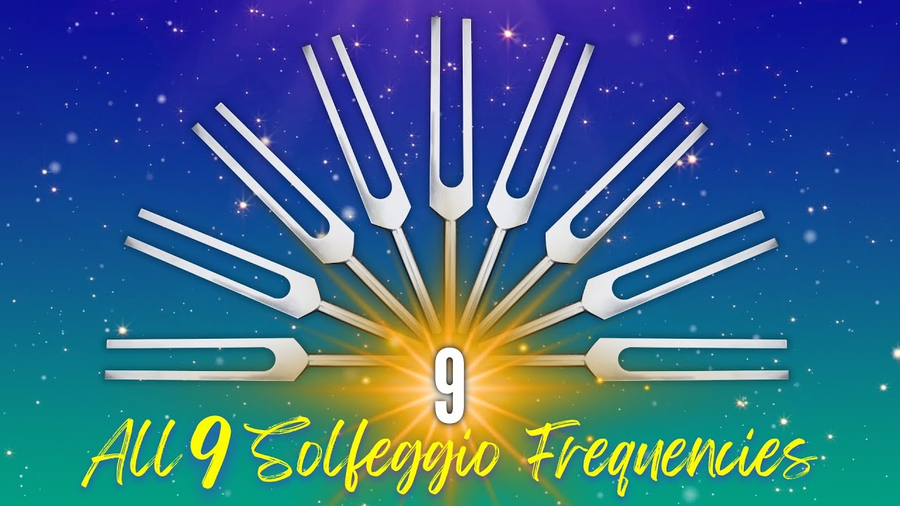 9 HOURS Tuning Forks 😴 All 9 Solfeggio Frequencies - Tuning Fork Pure Tone