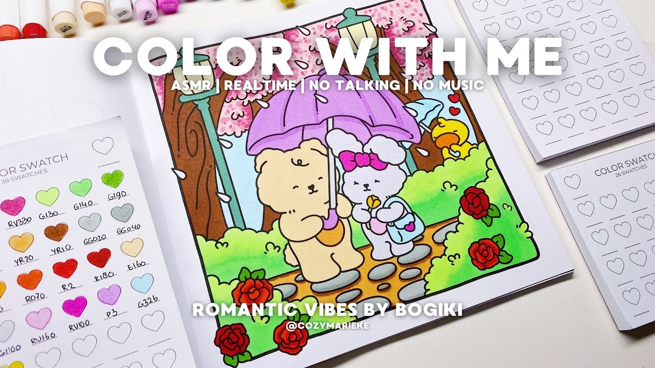 Color With Me (ASMR) "Romantic Vibes" by Bogiki using Ohuhu Markers
