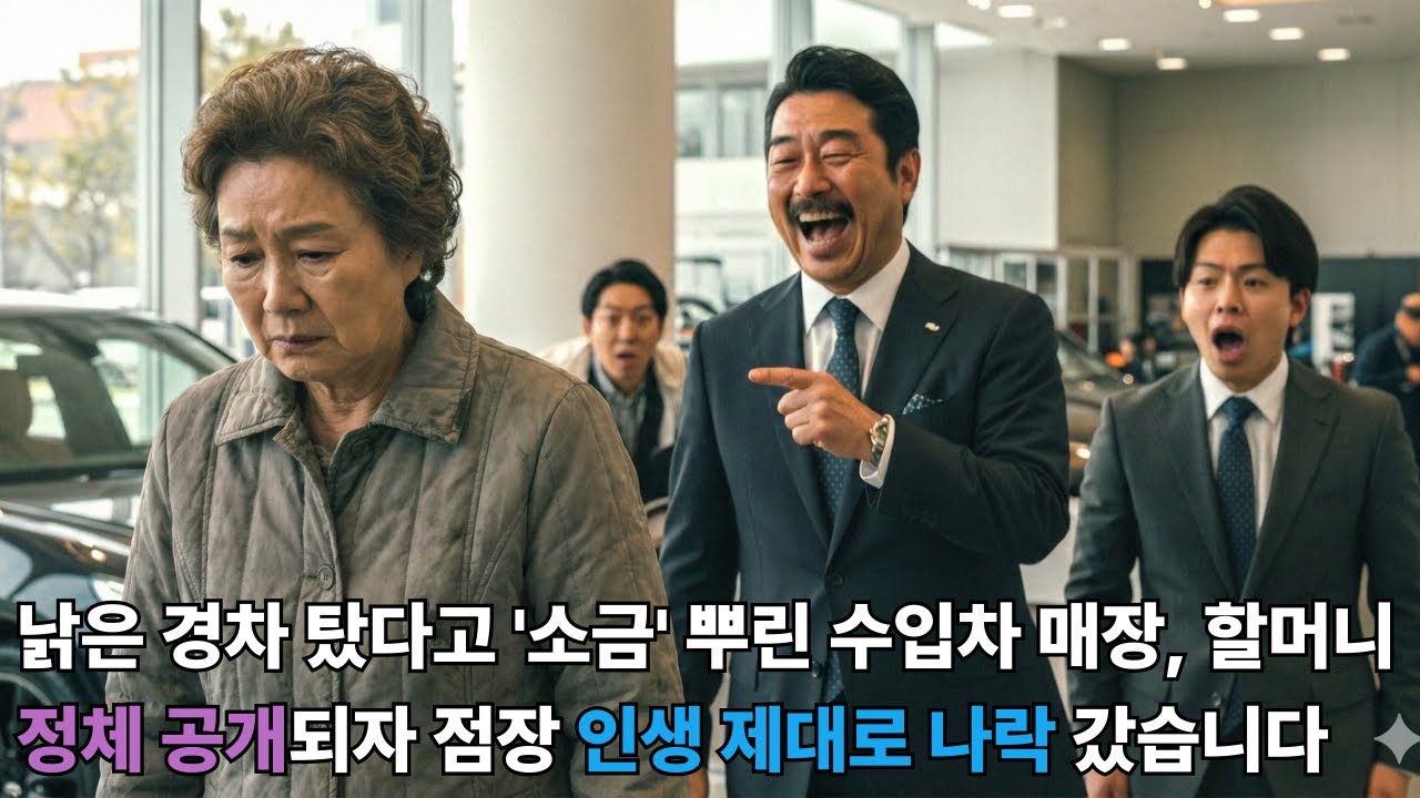 낡은 경차 탔다고 '소금' 뿌린 수입차 매장, 할머니 정체 공개되자 점장 인생 제대로 나락 갔습니다
