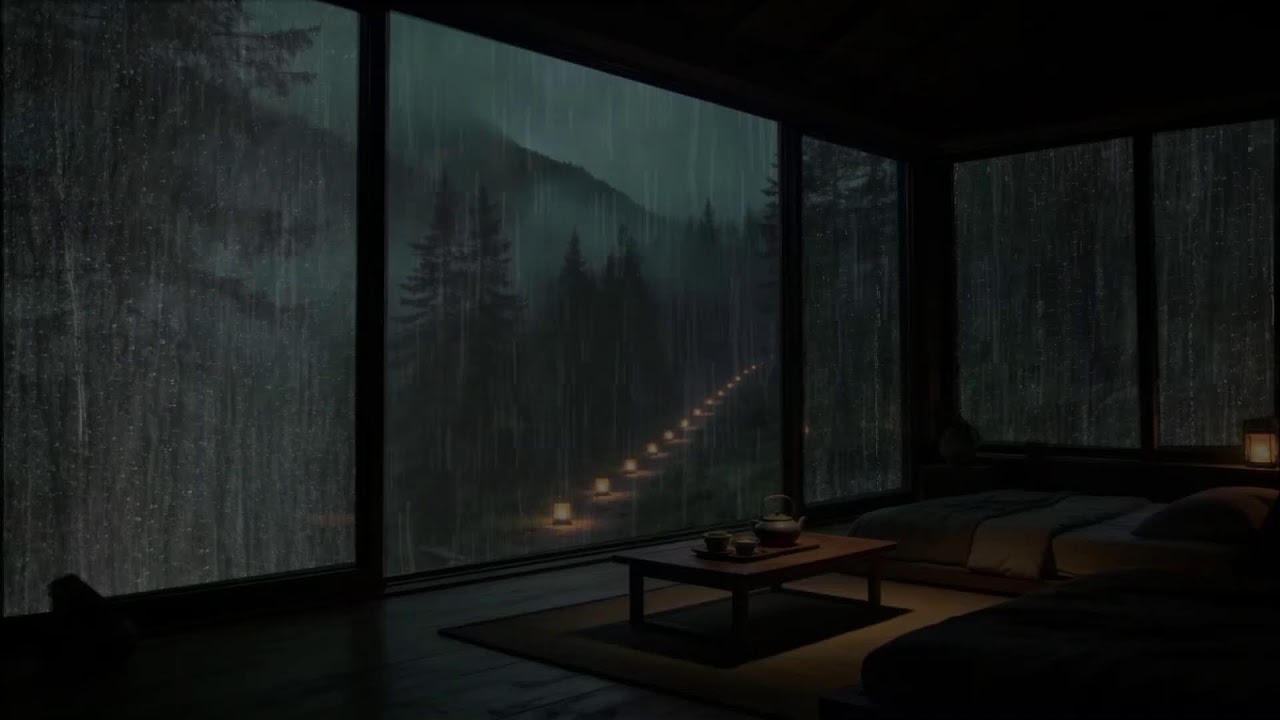 Rain Sounds in Forest for Sleeping 🌧 Deep Mountain Rain & Thunder at a Quiet Cabin #4t