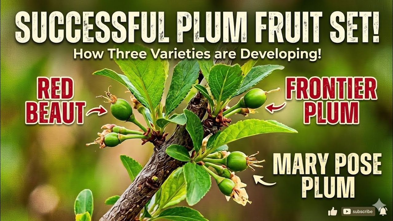 Plum fruit set in orchard||Red Beaut frontier Mary pose santa Rosa|| #kishorifarms 
