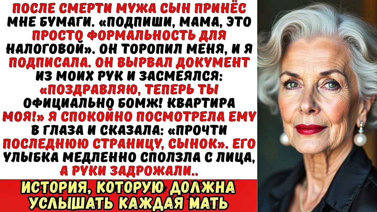 Сын заставил меня подписать дарственную на квартиру, смеясь: «Теперь ты бомж!». Но он не прочел...