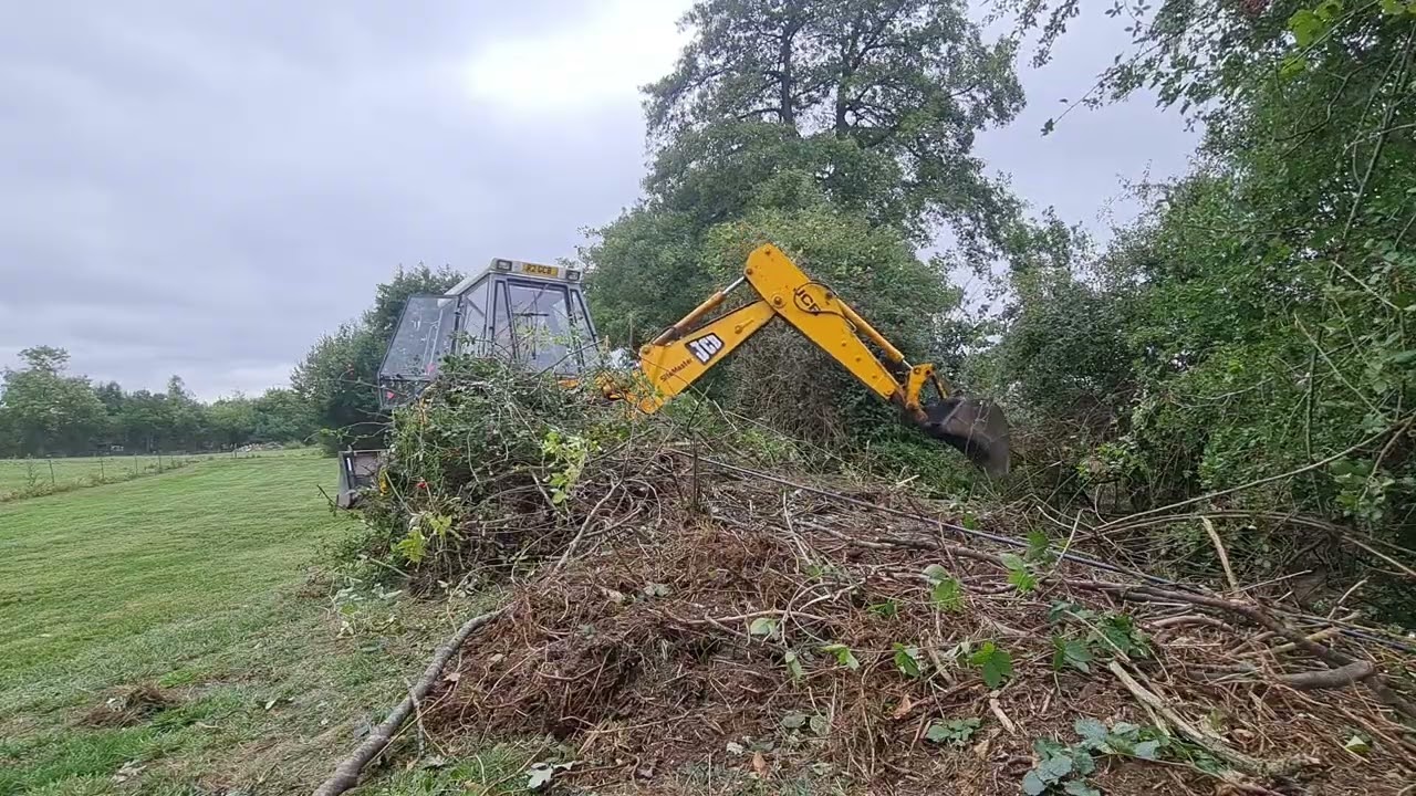 Clearing brambles from ditch and landscaping JCB Sitemaster