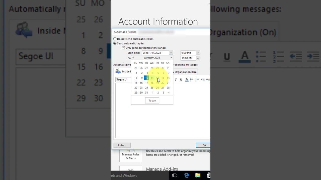 How to add auto replies in email #shorts #outlook #youtubeshorts