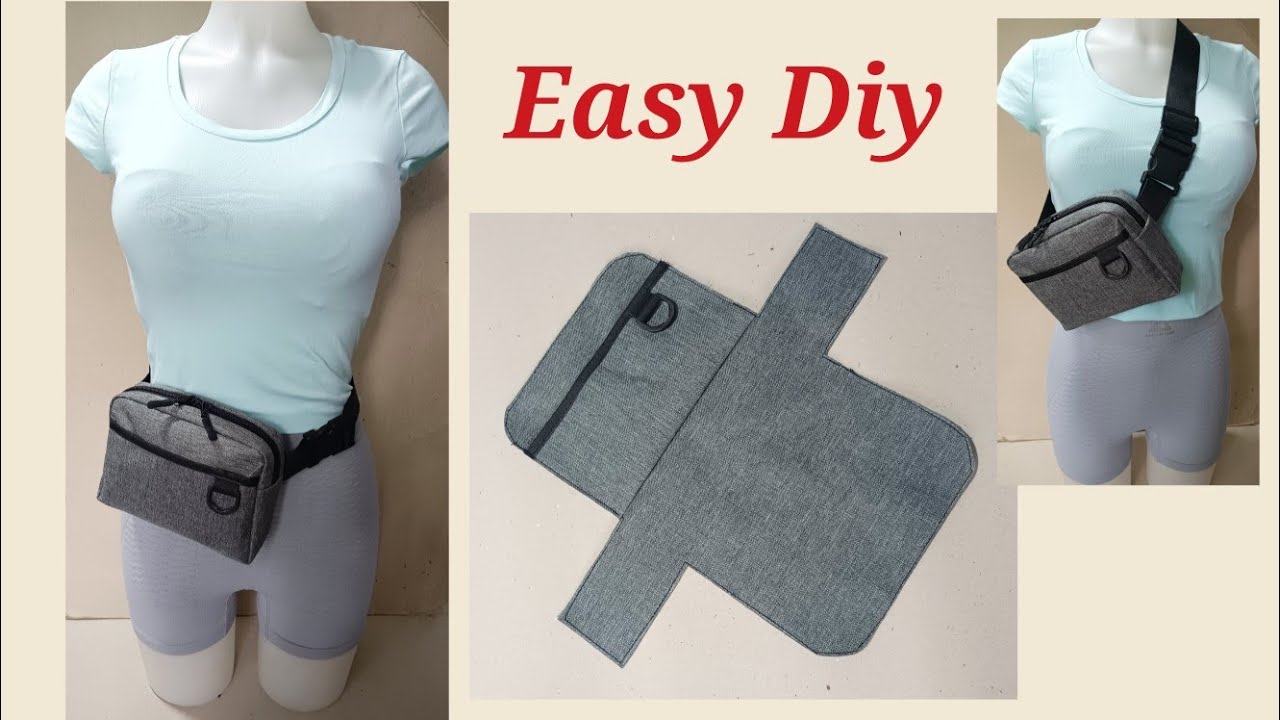 EASY FANNY PACK SLING BAG MAKING SEWING TUTORIAL STEP BY STEP | BAG CUTTING AND STITCHING