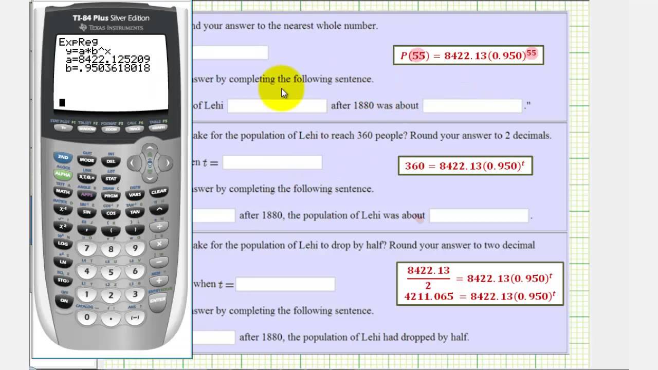 Ex: Exponential Decay Regression Model (Declining Population)