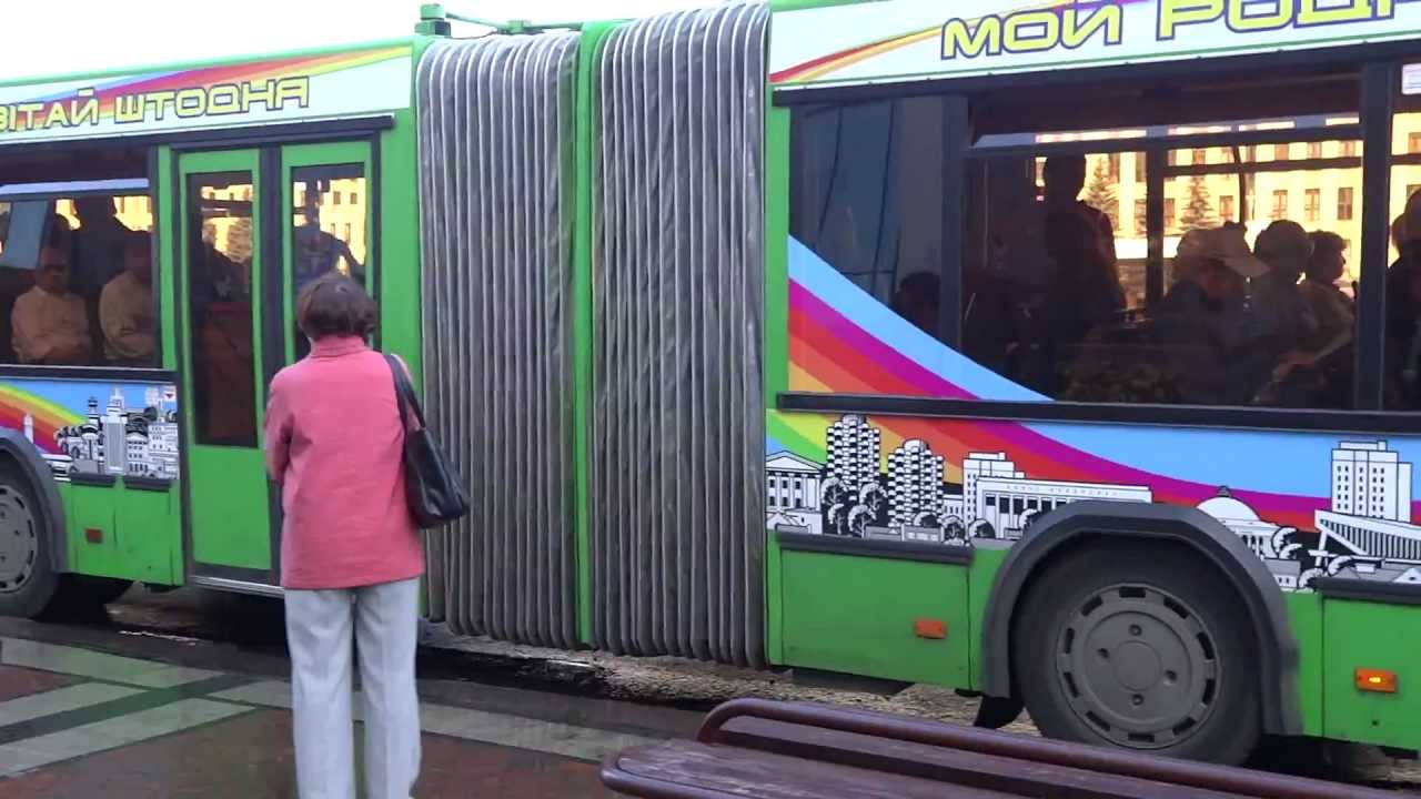 Ride on a diesel bus in Minsk, Belarus Минске, Беларусь