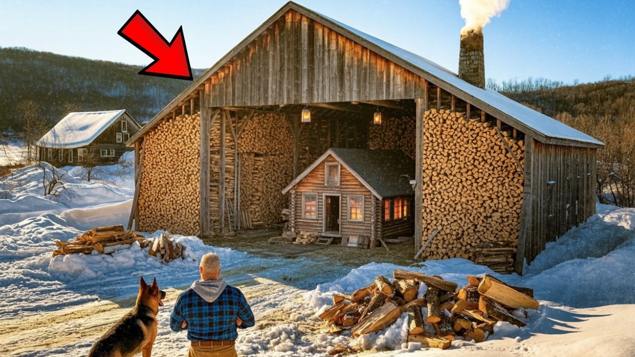 They Laughed When Veteran and Dog Built Barn Around Cabin — Until Firewood Stayed Dry All Winter