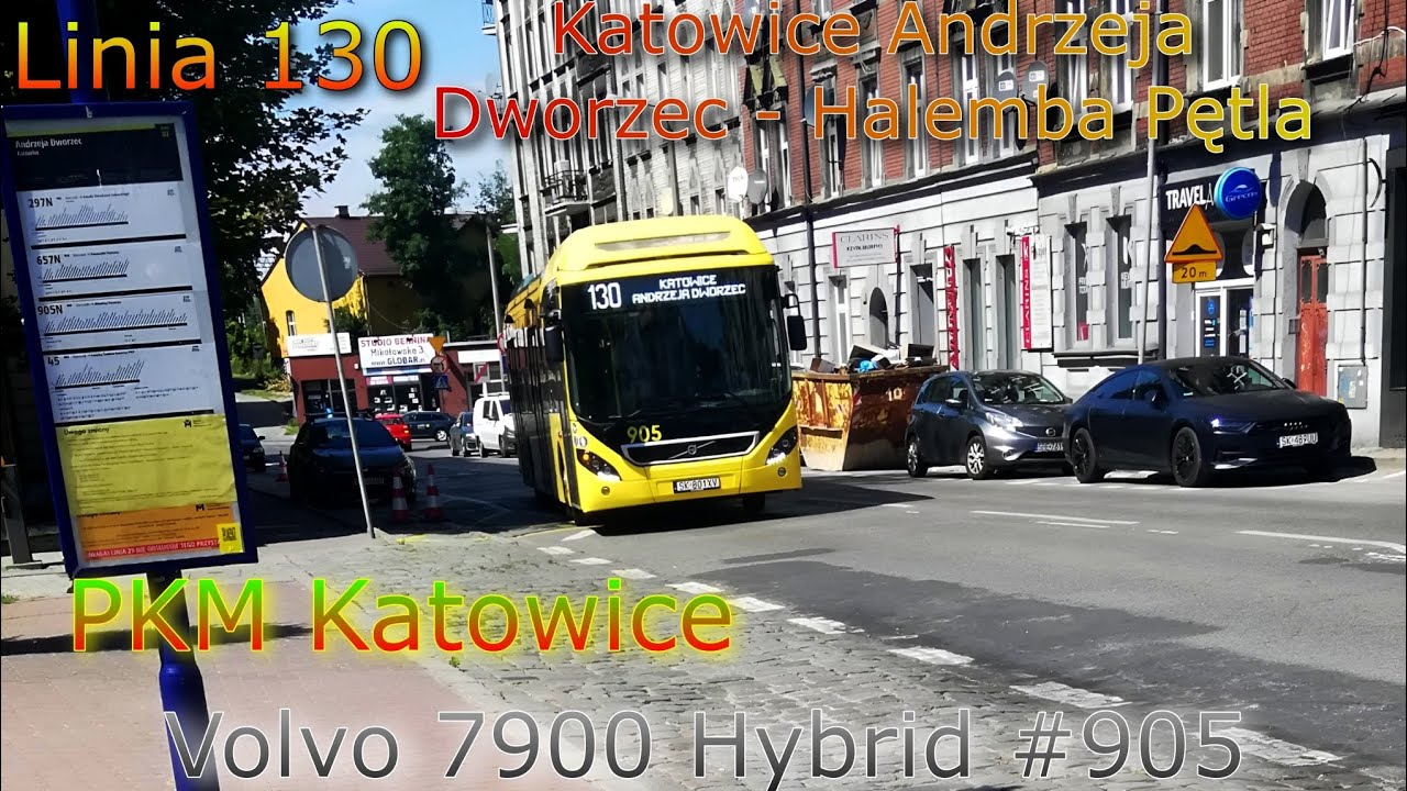 PKM Katowice: Linia 130 Katowice Andrzeja Dworzec - Halemba Pętla (Volvo 7900 Hybrid #905)