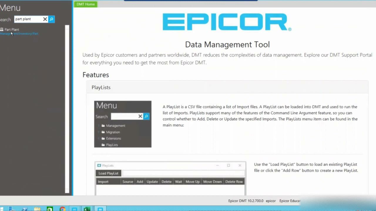 Epicor Data Management Tool (DMT) Demo