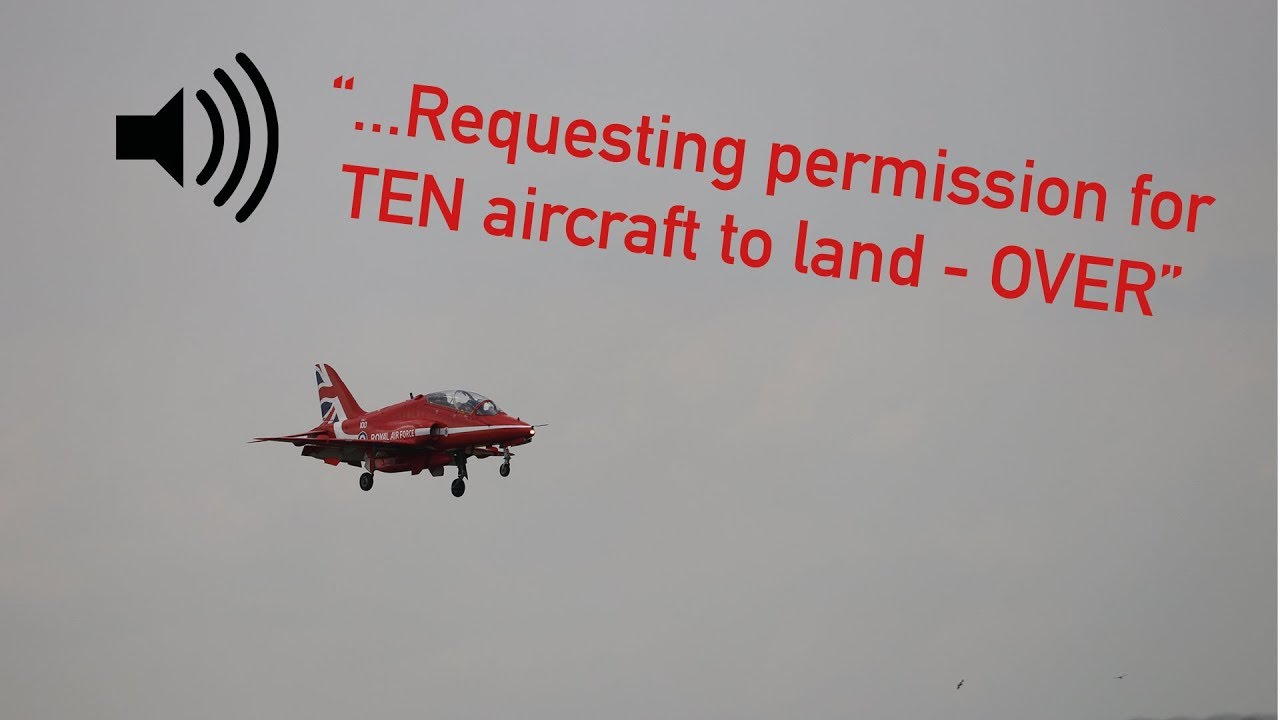 Red Arrows landing at NCL Airport [with ATC comms]