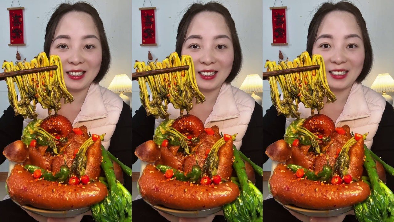 Sister – Enjoy Eating Braised Pig’s Tails & Pig’s Trotters | Delicious Rural Food Eating Show!