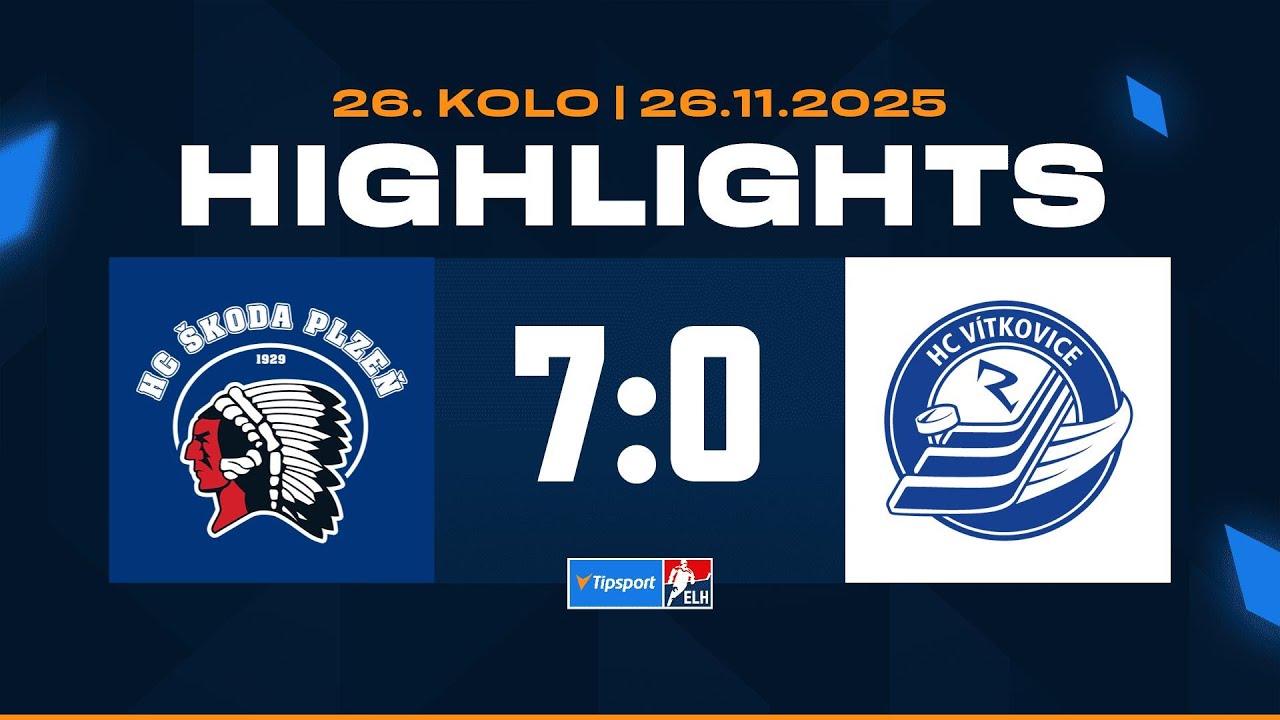 Highlights | HC &Scaron;koda Plzeň vs. HC V&iacute;tkovice Ridera 7:0 | 26.11.2025