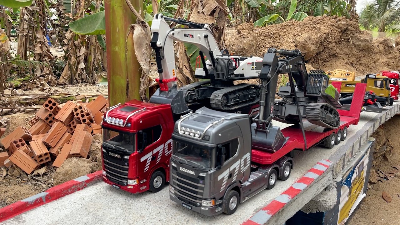 Day 5 ! Transport On The Road Huina 1536 Dump Truck - Huina 1594 Excavator - Scania 770 Dump Trailer