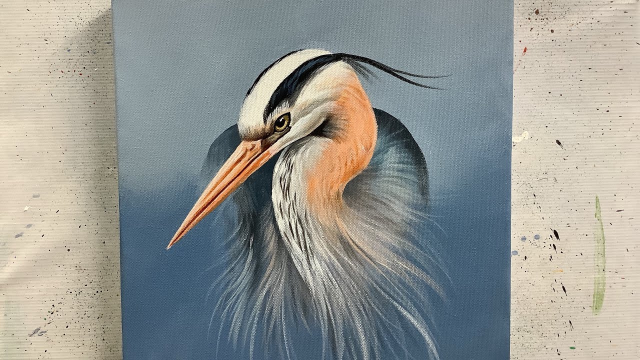 Daily challenge #2 Painting: A Great Blue Heron Bird || Master Class || ARTOHOLIC