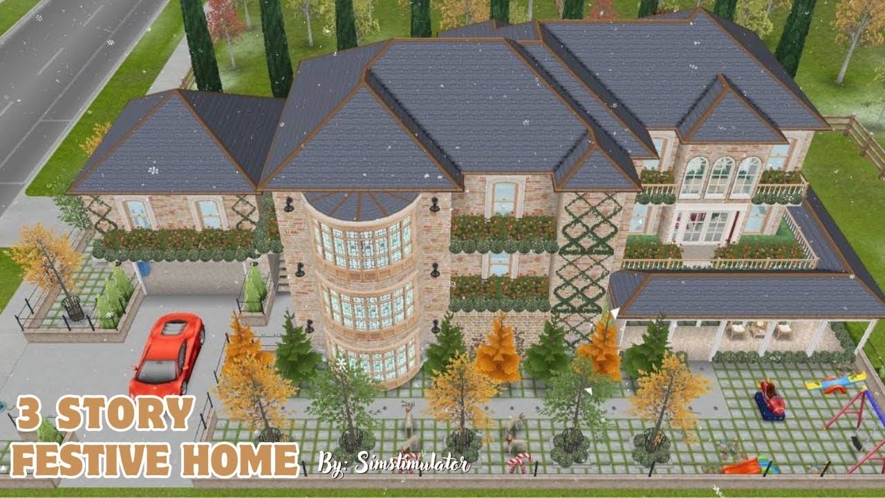 The Sims Freeplay | 3 Story Festive Home | Tour with floor plan | Simstimulator
